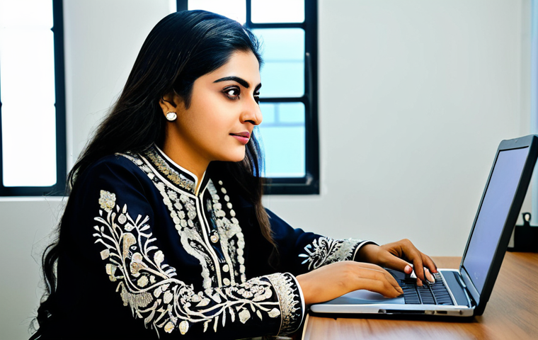 **
"A successful Pakistani businesswoman, fully clothed in a stylish shalwar kameez with intricate embroidery, working on a laptop in a bright, modern office in Karachi, safe for work, appropriate content, modest, professional attire, perfect anatomy, natural proportions, professional photography, high quality."
**