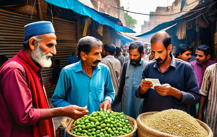중국 디지털 위안화와 그 영향력 - Image Prompt 1: The Transformation of Everyday Transactions in a South Asian Bazaar**
